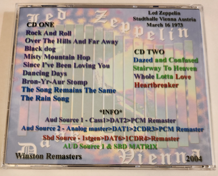 Led Zeppelin: Danke! Vienna Stadthalle, Vienna, Austria March 16, 1973 Live Concert SBD - AUD matrix (2CD) - Image 2