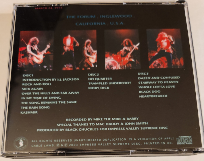 Led Zeppelin: Deep Throat I - The Forum, Inglewood, CA March 24, 1975 Live Concert (3CD) - Image 2