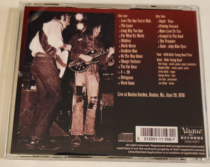 Neil Young w/ Stephen Stills - Both The Great Men - Boston Garden, Boston, MA June 26, 1976 Live Concert (2CD) - Image 2