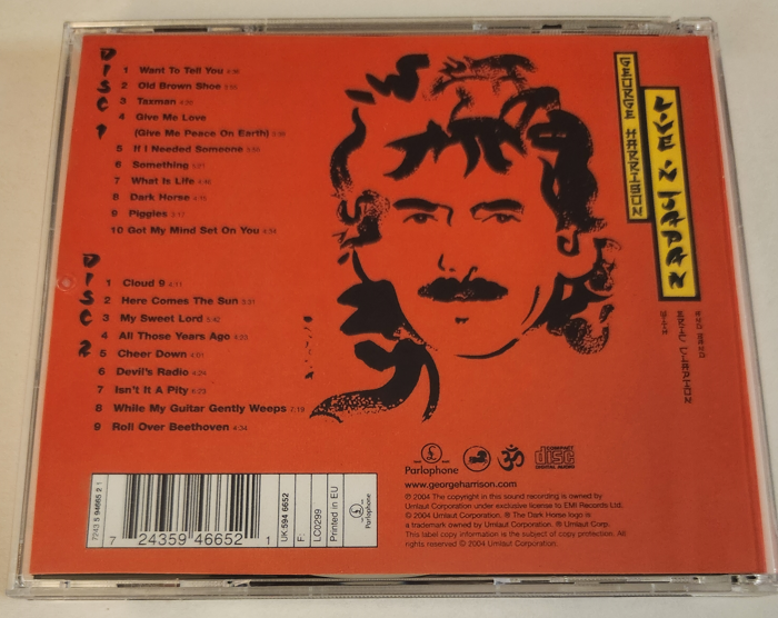 George Harrison w/ Eric Clapton: Live In Japan Hiroshima Sunplaza, Hiroshima, Japan December 6, 1991 Live Concert (2CD) - Image 2