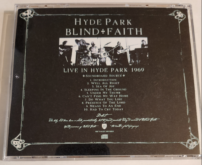 Blind Faith: Hyde Park, London June 7, 1969 Live Concert (1CD) - Image 2
