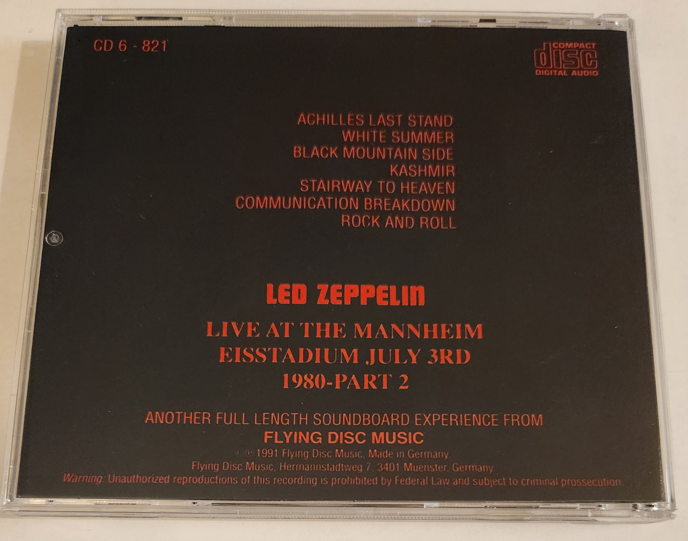 Led Zeppelin: Motivated Dinosaurs In Mannheim pt. 1 and 2 Mannheim, Germany, July 3rd 1980 Live Concert (2 Separate CDs) - Image 5