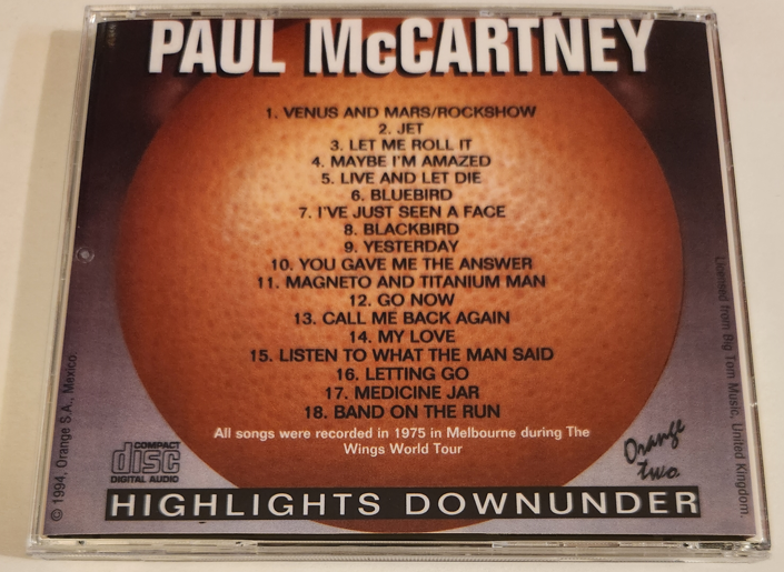 Paul McCartney & Wings: Highlights Downunder - Melbourne, Australia November 13, 1975 Live Concert (1CD) - Image 2
