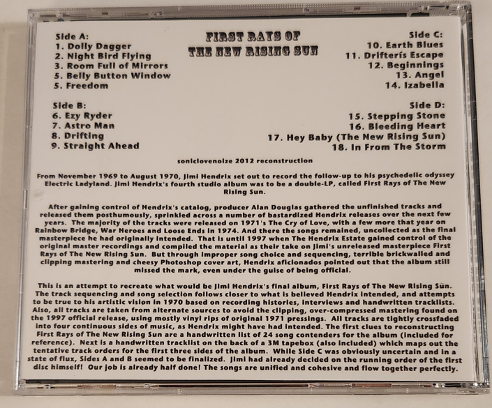 Jimi Hendrix: First Rays of The New Rising Sun - Unreleased Album Reconstruction - Studio Outtakes, Sessions (1CD) - Image 2