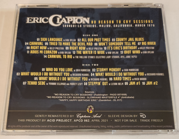 Eric Clapton: No Reason To Cry Sessions - Shangri-la Studios Malibu, CA March 1976 Studio Demos (2CD) - Image 2