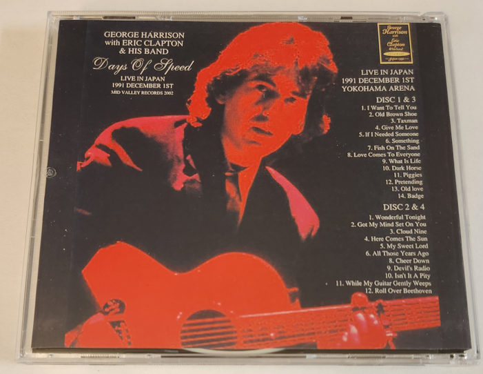 George Harrison w/ Eric Clapton: Days Of Speed Yokohama Arena, Kanagawa, Japan December 1, 1991 Live Concert (2CD) - Image 2