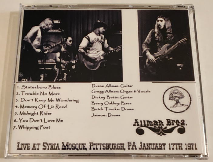 Allman Brothers: Pittsburgh 1971 - Syria Mosque, Pittsburgh, PA January 17, 1971 - Live Concert (1CD) - Image 2