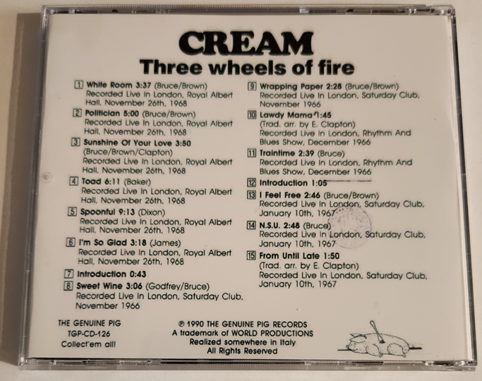 Cream: Three Wheels Of Fire - Live Concert Compilation (1CD) - Image 2