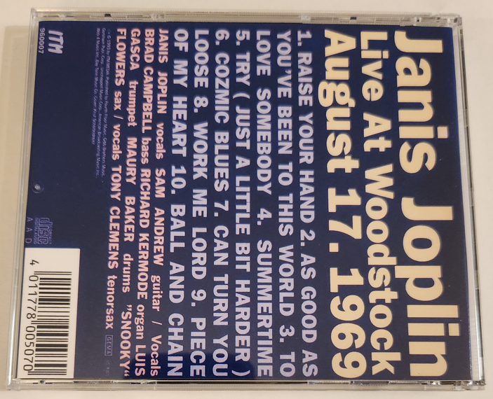 Janis Joplin w/ Kosmic Blues Band - Woodstock Festival, Bethel, NY August 16, 1969 Live Concert (1CD) - Image 2