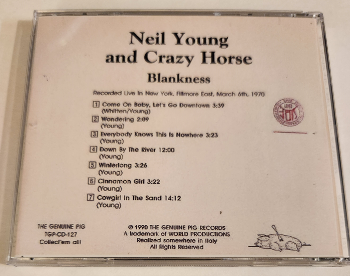 Neil Young: Blankness - Fillmore East, New York March 6, 1970 Live Concert (1CD) - Image 2