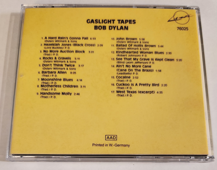 Bob Dylan: Gaslight Tapes Gaslight Cafe, New York October 1962 Studio Outtakes, Sessions Demos (1CD) - Image 2