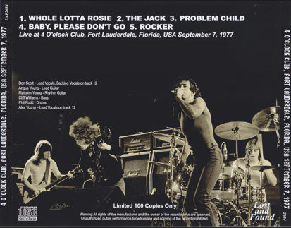 AC/DC: Four O'Clock Rock - 4 O'Clock Club, Ft. Lauderdale, FL, August 2, 1977 Live Concert (1CD) - Image 2