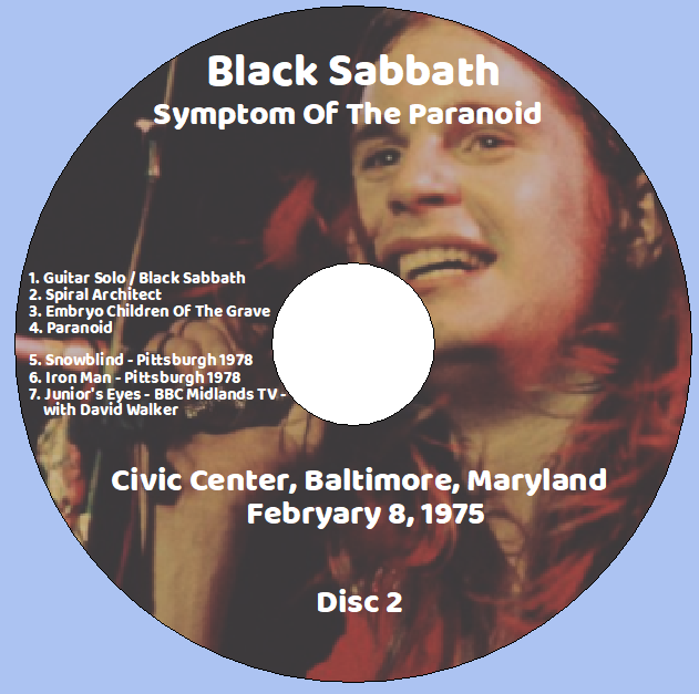 Black Sabbath: Symptom Of The Paranoid - Civic Center, Baltimore, Maryland February 8, 1975 Live Concert (2CD) - Image 4