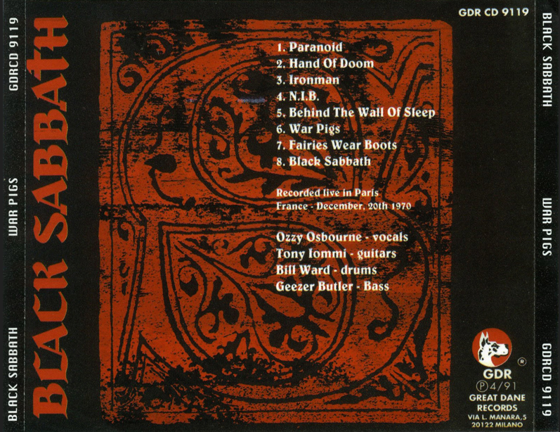 Black Sabbath: War Pigs - Olympia, Paris, France December 20, 1970 Live Concert (1CD) - Image 2
