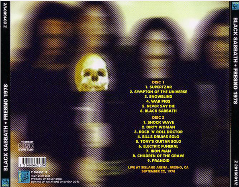 Black Sabbath: Fresno 1978 - Selland Arena, Fresno, CA September 22, 1978 Live Concert (2CD) - Image 2
