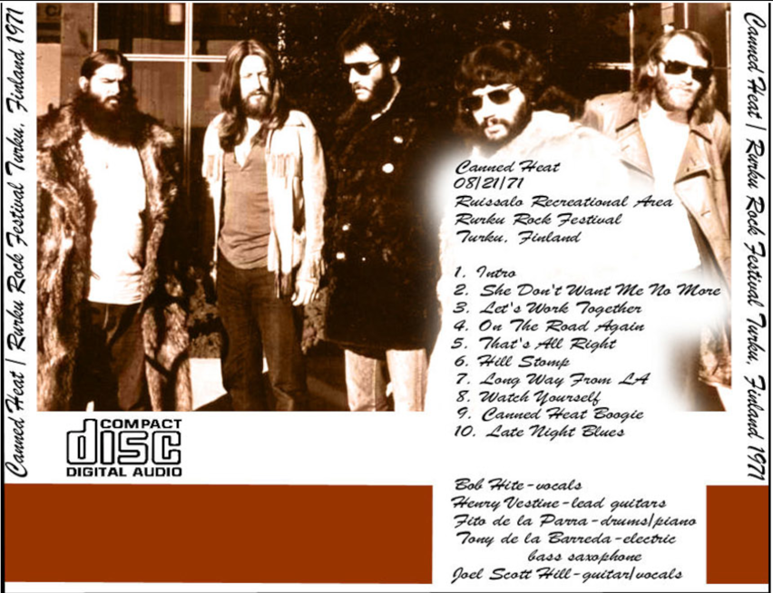 Canned Heat: Turku Rock Festival - Ruissalo Recreational Area, Turku, Finland August 21, 1971 Live Concert (1CD) - Image 2