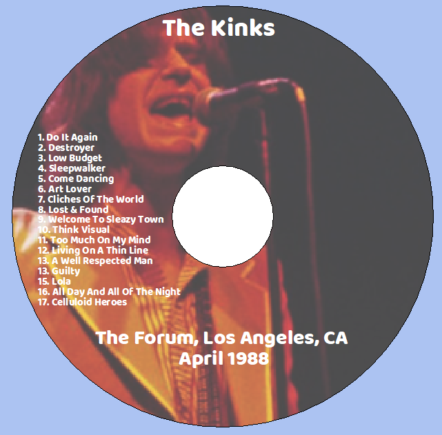 The Kinks: The Forum, Los Angeles, CA April 1988 Live Concert (1CD) - Image 3