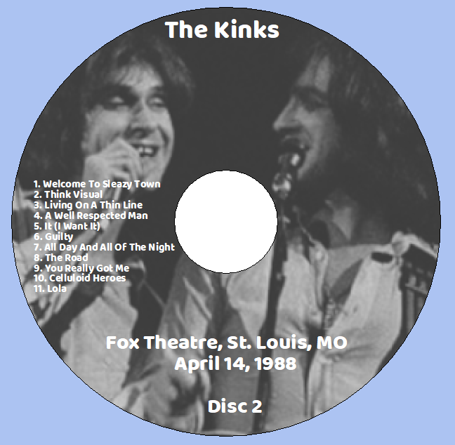 The Kinks: Fox Theatre, St. Louis, MO April 14, 1988 Live Concert (2CD) - Image 4
