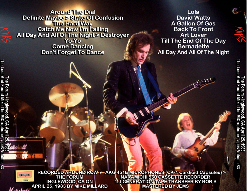 The Kinks: The Forum, Inglewood, CA April 25, 1983 Live Concert (1CD) - Image 2