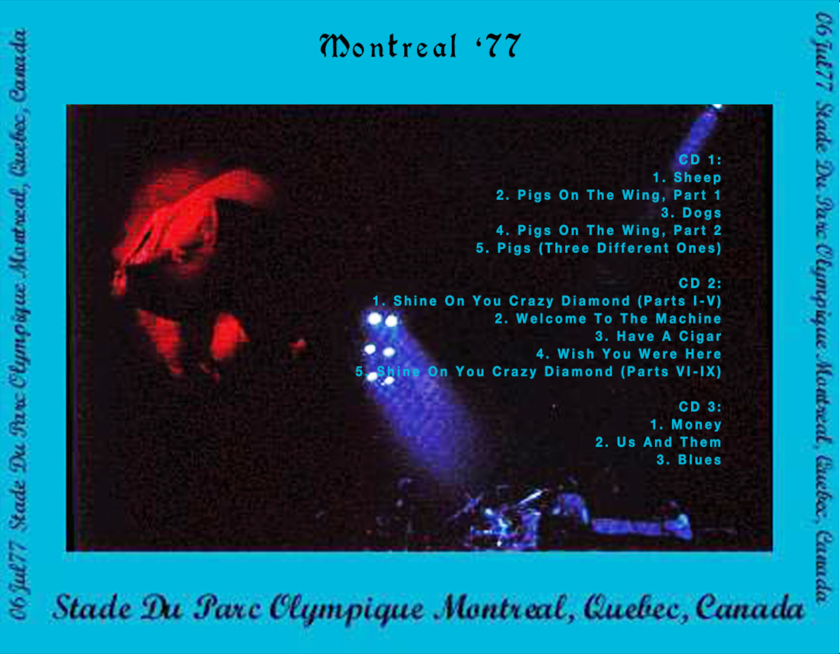 Pink Floyd: Stade Du Parc Olympique, Montreal, Quebec, Canada July 6, 1977 Live Concert (3CD) - Image 2