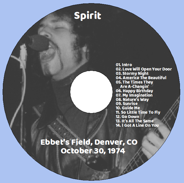 Spirit: Ebbet's Field, Denver, CO - October 30, 1974 Live Concert (1CD) - Image 3