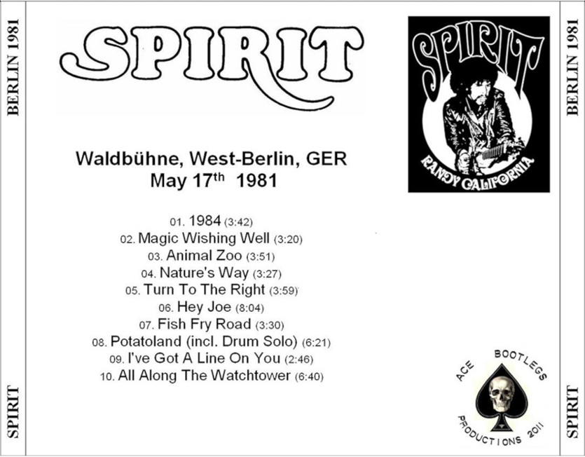 Spirit: Waldbuhne, Berlin, Germany May 17, 1981 Live Concert (1CD) - Image 2