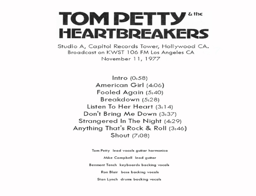 Tom Petty: Studio A, Capitol Records, Tower Hollywood, CA November 11, 1977 Live Concert (1CD) - Image 2