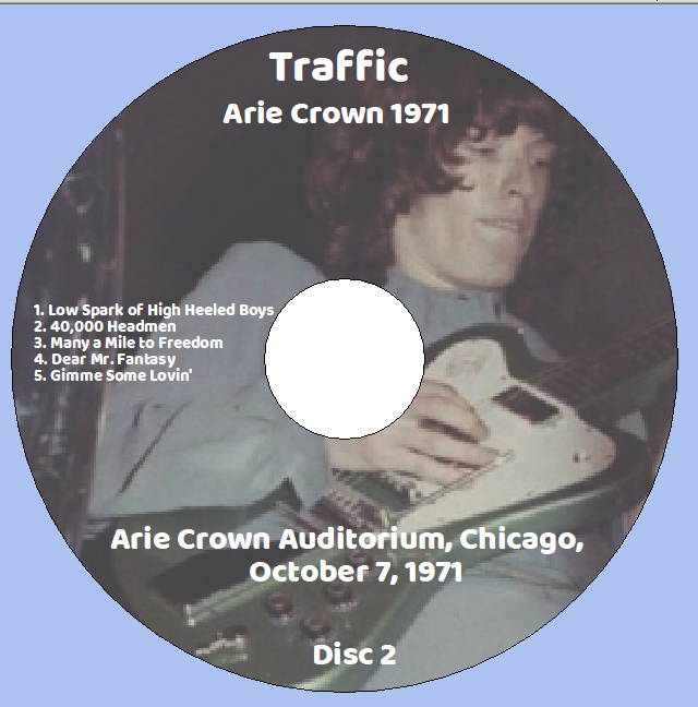 Traffic: Arie Crown 1971 - Arie Crown Auditorium, Chicago, October 7, 1971 Live Concert (2CD) - Image 4
