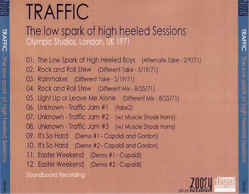 Traffic: The Low Spark Of High Heeled Sessions - Olympic Studios, London, 1971 Studio Sessions Live Concert (1CD) - Image 2