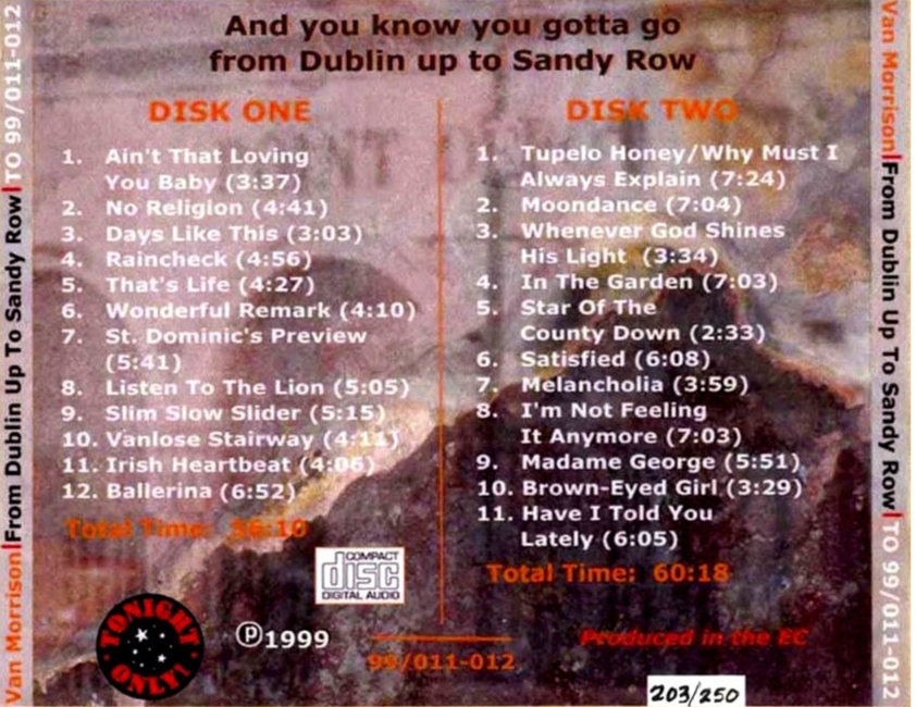 Van Morrison: From Dublin Up To Sandy Row Point Depot, Dublin, Ireland December 17, 1995 Live Concert (2CD) - Image 2