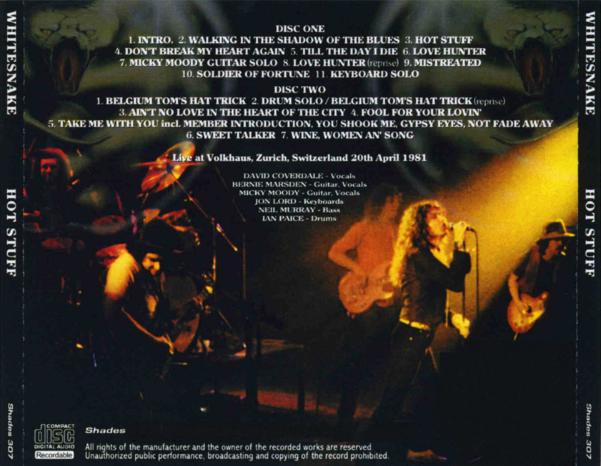 Whitesnake: Hot Stuff - Volkhaus, Zurich, Switzerland April 20, 1981 Live Concert (2CD) - Image 2