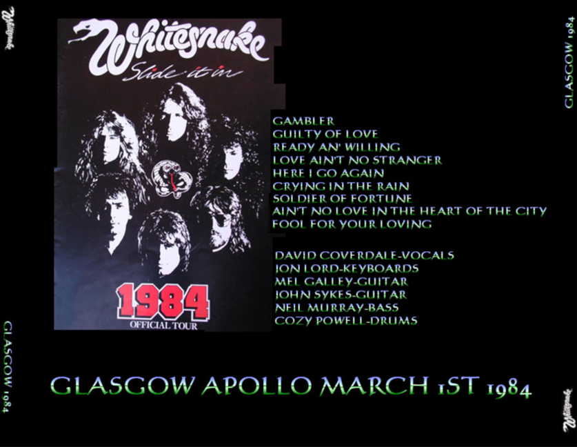 Whitesnake: Gamblers In Glasgow - Apollo, Glasgow, Scotland March 1, 1984 Live Concert (1CD) - Image 2
