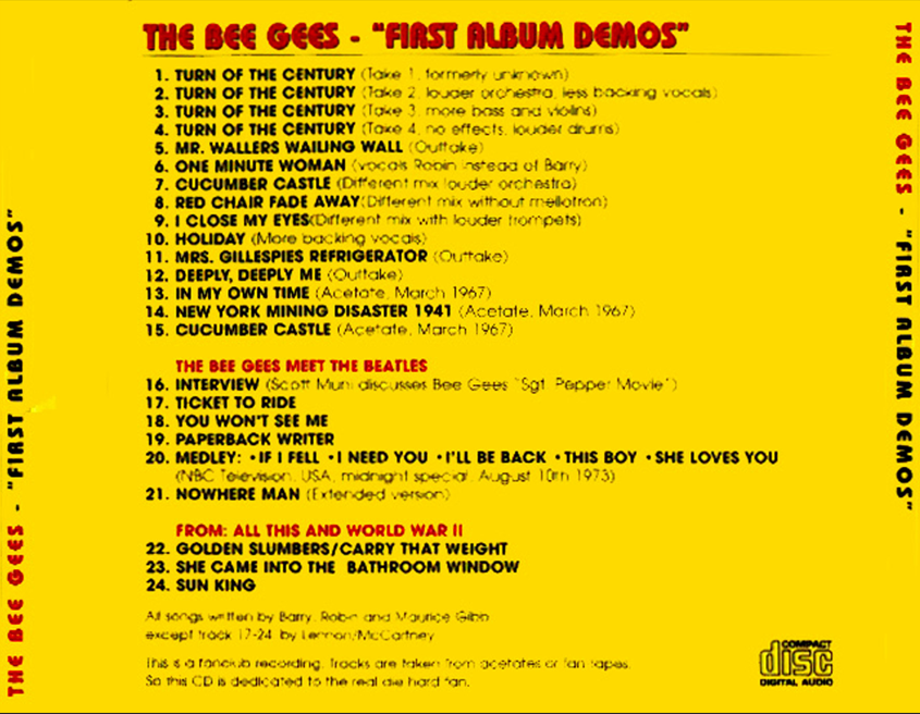 The Bee Gees: First Album Demos / The Bee Gees Sing The Beatles - Rehearsals, Outtakes (1CD) - Image 2