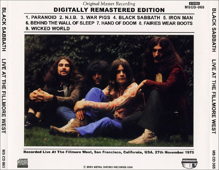 Black Sabbath: Fillmore West, San Francisco, CA November 27, 1970 Live Concert (1CD) - Image 2
