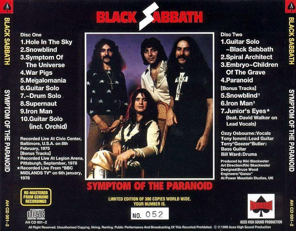 Black Sabbath: Symptom Of The Paranoid - Civic Center, Baltimore, Maryland February 8, 1975 Live Concert (2CD) - Image 2