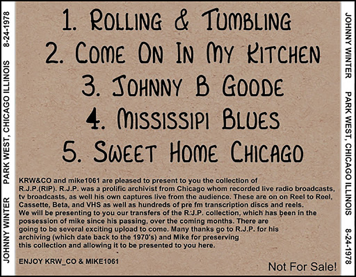 Johnny Winter: Park West, Chicago, IL August 24, 1978 Live Concert (1CD) - Image 2