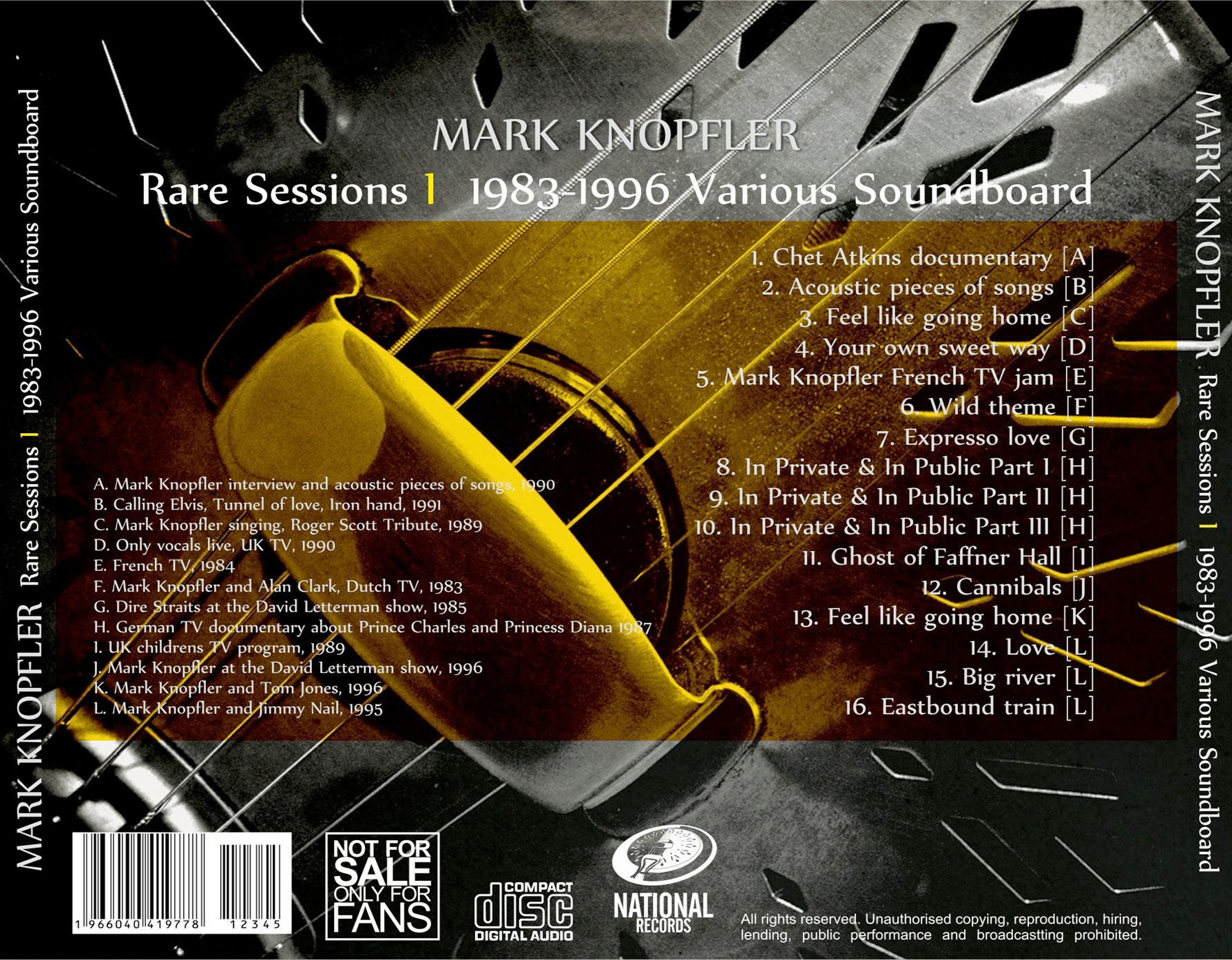 Mark Knopfler: Rare Sessions 1977-1998 Vol. 1 - TV Studio Compilation, Rehearsals, Outtakes (5 Single CDs) - Image 2