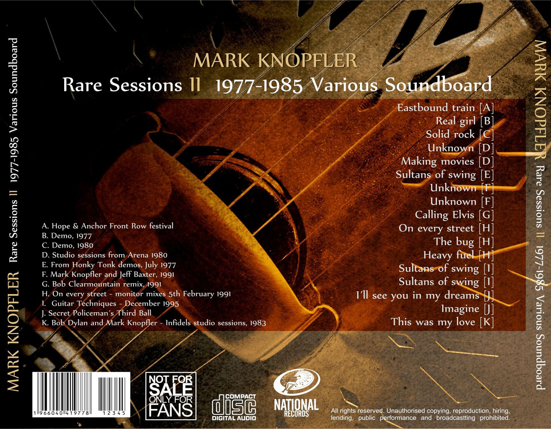Mark Knopfler: Rare Sessions 1977-1998 Vol. 1 - TV Studio Compilation, Rehearsals, Outtakes (5 Single CDs) - Image 5