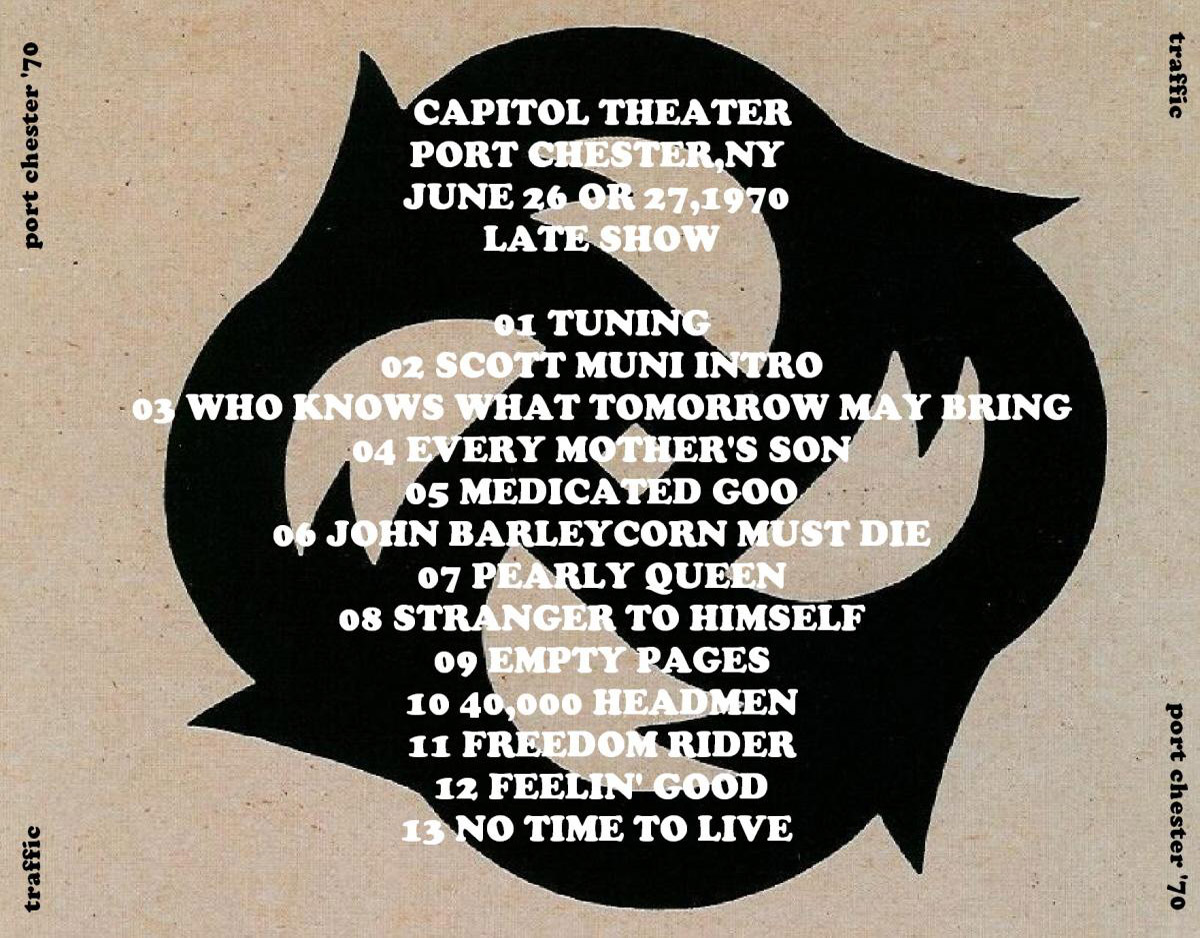 Traffic: These Three Men - Capitol Theater, Port Chester, NY June 26 or 27, 1970 - late show Live Concert (1CD) - Image 2