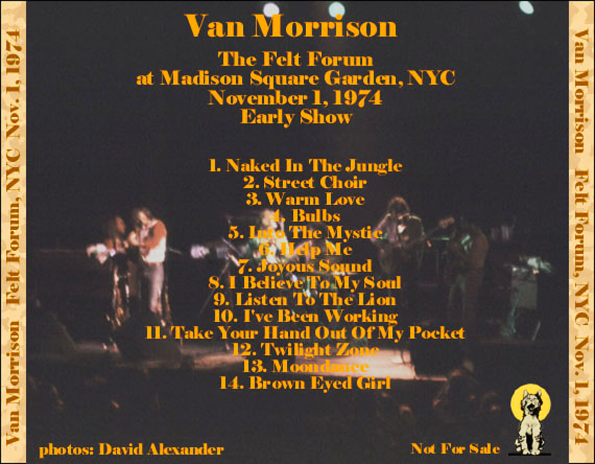 Van Morrison: Felt Forum, Madison Square Garden, New York November 1, 1974 Live Concert (1CD) - Image 2