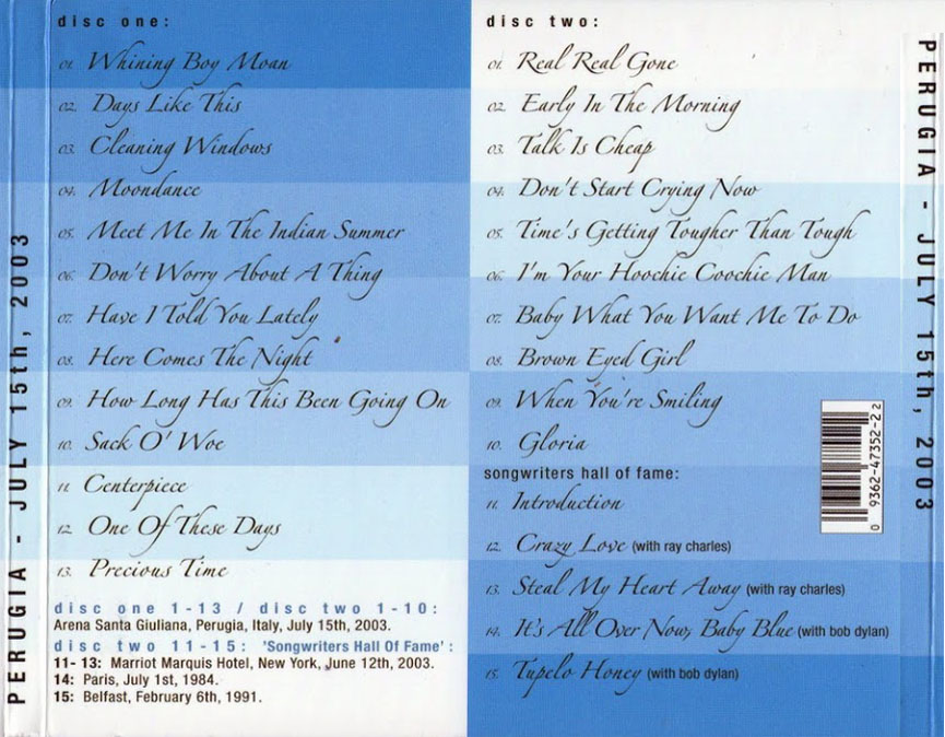 Van Morrison: Arena Santa Giuliana, Perugia, Italy July 15, 2003 Live Concert (2CD) - Image 2