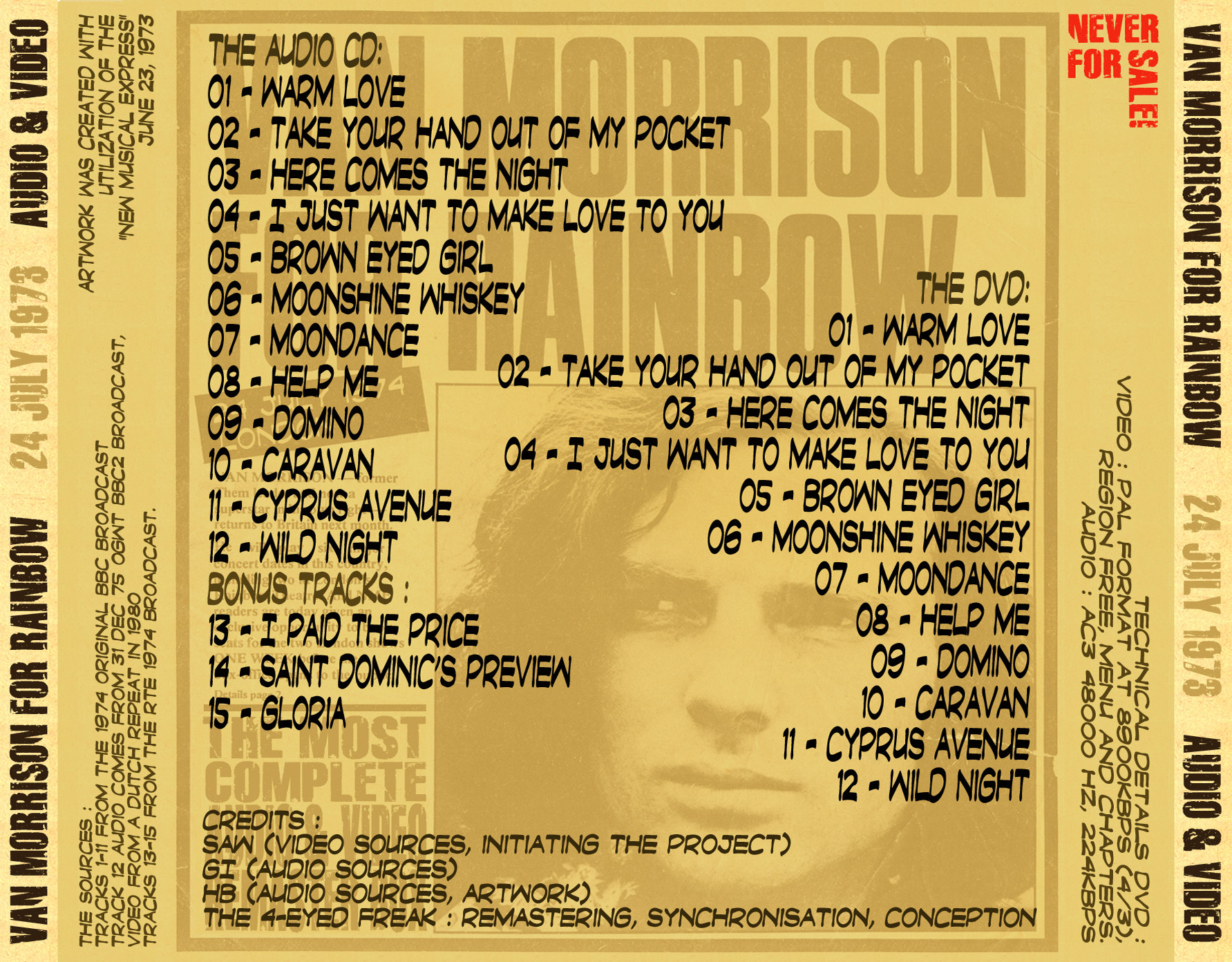 Van Morrison: For Rainbow - Rainbow Theatre, London July 24, 1973 Live Concert (1CD) - Image 2