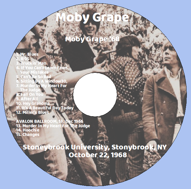 Moby Grape: Stoneybrook University, Stonybrook, NY October 22, 1968 Live Concert (1CD) - Image 3
