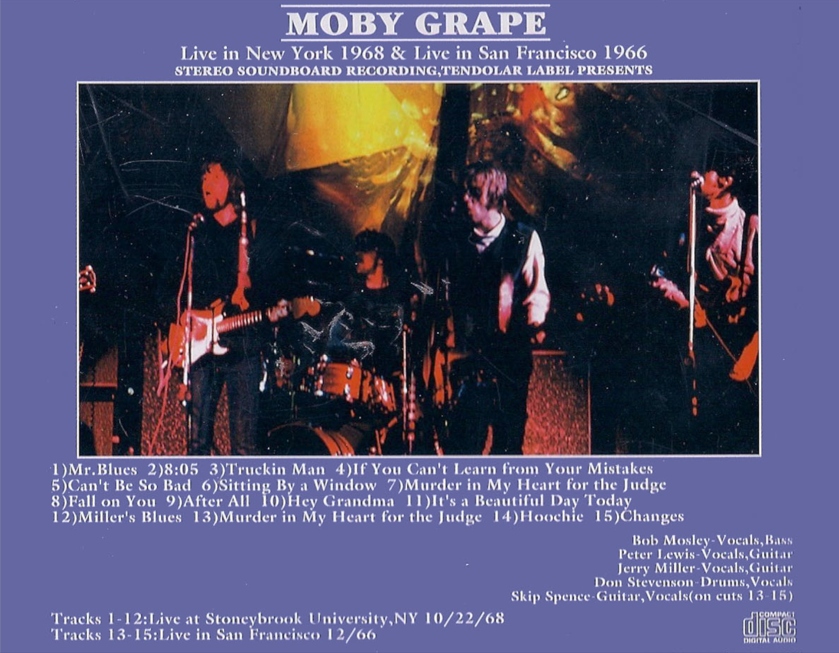 Moby Grape: Stoneybrook University, Stonybrook, NY October 22, 1968 Live Concert (1CD) - Image 2