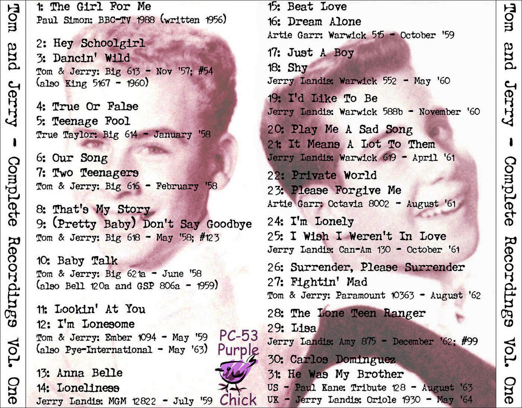 Simon & Garfunkel: Tom And Jerry - Complete Recordings Essential Purple Chick Studio Sessions, Alternate Outtakes, Demos (2CD) - Image 2