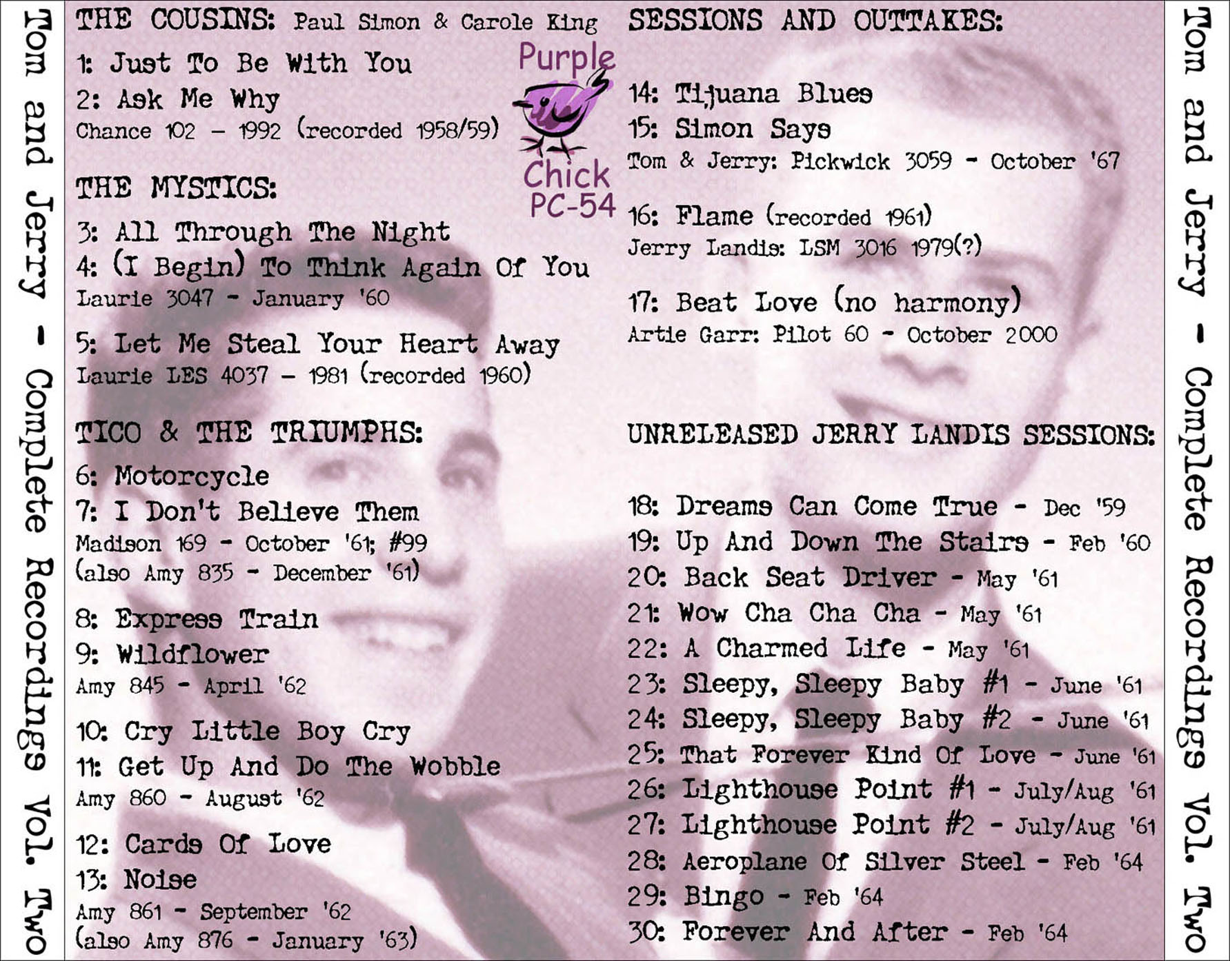 Simon & Garfunkel: Tom And Jerry - Complete Recordings Essential Purple Chick Studio Sessions, Alternate Outtakes, Demos (2CD) - Image 5