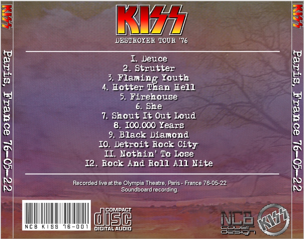 Kiss: Olympia Theatre, Paris, France, May 22, 1976 Live Concert (1CD) - Image 2