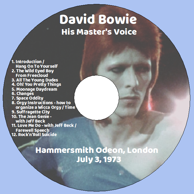David Bowie: His Master's Voice - Hammersmith Odeon, London July 3, 1973 Live Concert (1CD) - Image 3