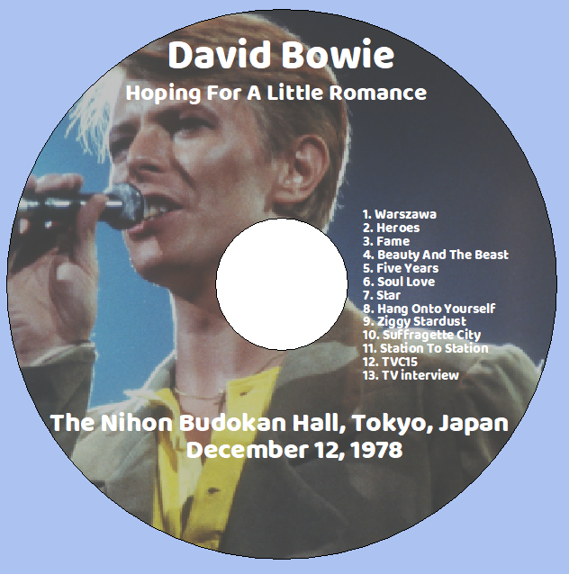 David Bowie: Hoping For A Little Romance - The Nihon Budokan Hall, Tokyo, Japan December 12, 1978 Live Concert (1CD) - Image 3