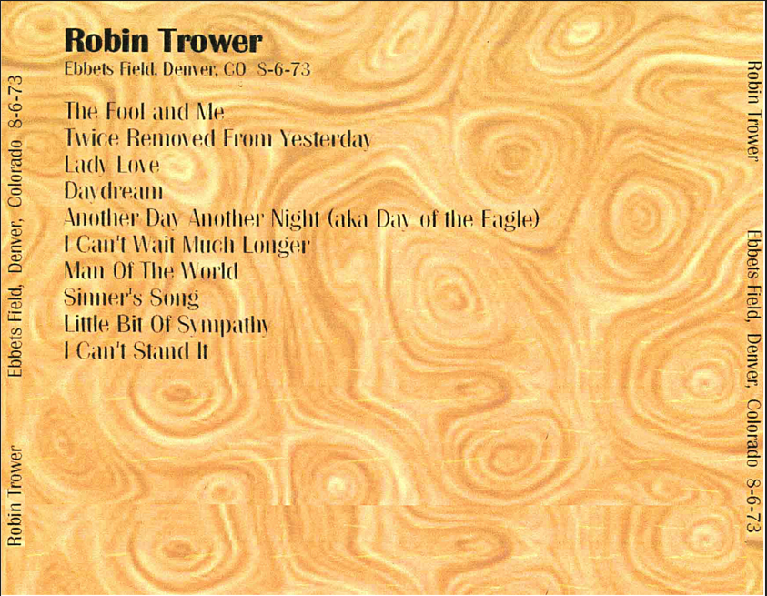 Robin Trower: Ebbets Field, Denver, CO August 6, 1973 live Concert (1CD) - Image 2